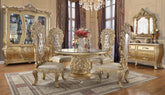 ACME Cabriole Gold Finish Cabriole Dining Table Model DN01481
